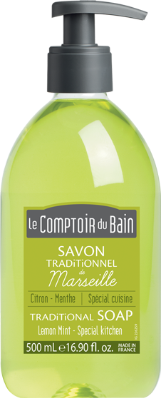 Le comptoir du bain savon traditionnel de marseille citron-menthe 500 ml